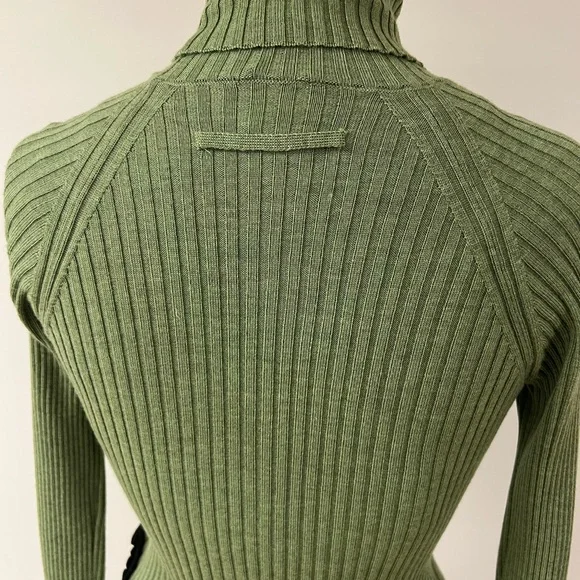 Jean Paul Gaultier vintage Olive Ribbed Turtleneck Sweater size S - Picture 4 of 7